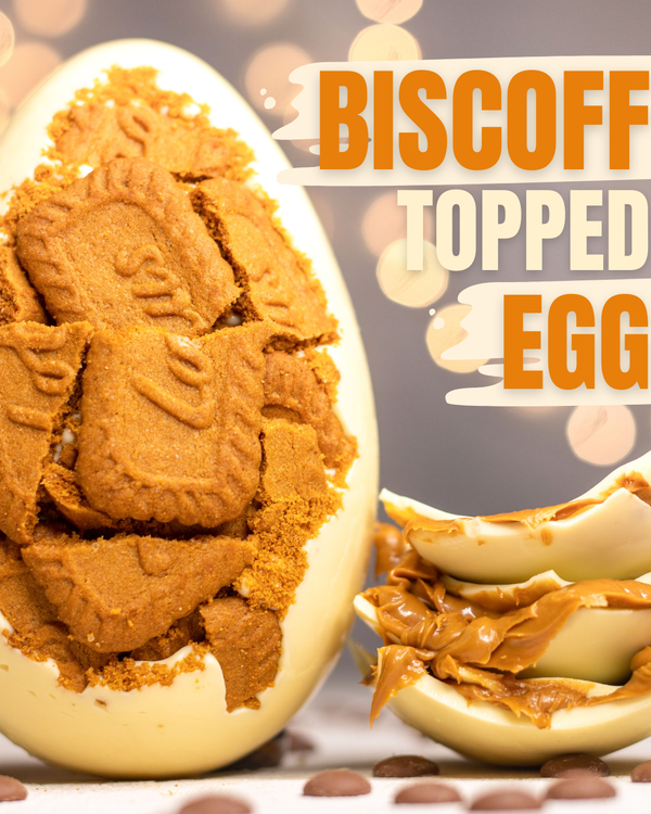 White Biscoff Topped Easter Egg