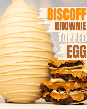 White Biscoff Brownie Topped Easter Egg